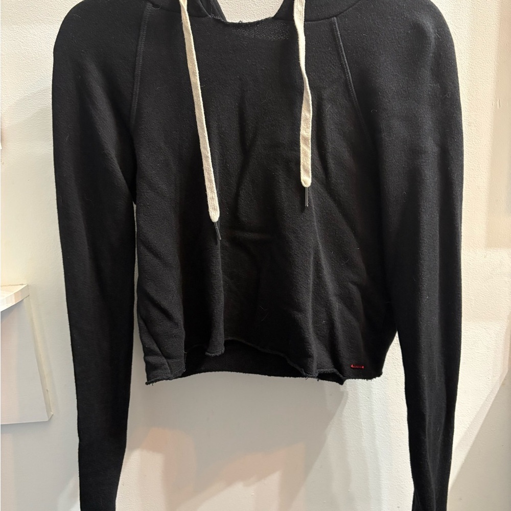 n:PHILANTHROPY Black Cropped Relaxed Hoodie